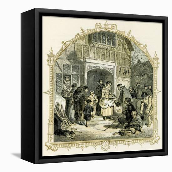 Elizabethan Christmas scene-Myles Birket Foster-Framed Premier Image Canvas