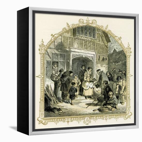 Elizabethan Christmas scene-Myles Birket Foster-Framed Premier Image Canvas