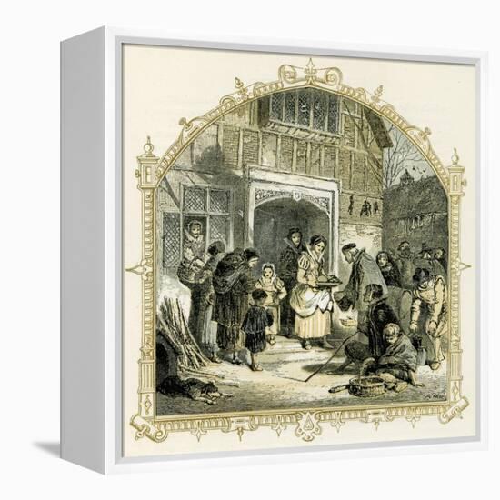 Elizabethan Christmas scene-Myles Birket Foster-Framed Premier Image Canvas