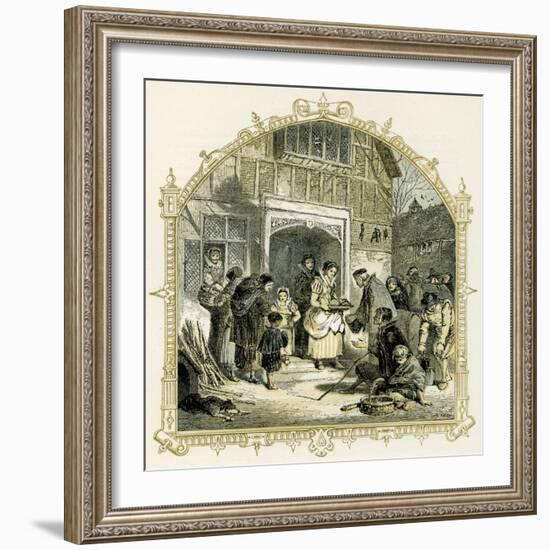 Elizabethan Christmas scene-Myles Birket Foster-Framed Giclee Print