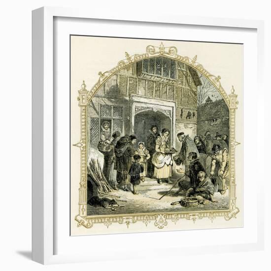 Elizabethan Christmas scene-Myles Birket Foster-Framed Giclee Print