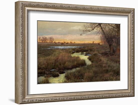 Elk and Creek-Chris Vest-Framed Art Print