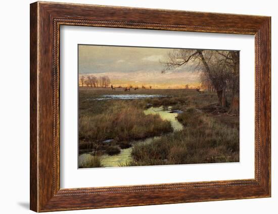 Elk and Creek-Chris Vest-Framed Art Print