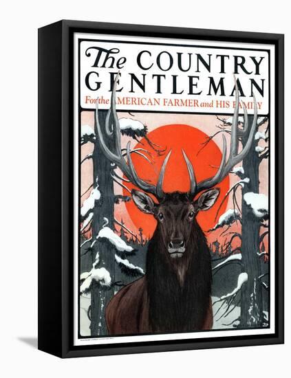"Elk at Sunset," Country Gentleman Cover, January 6, 1923-Charles Bull-Framed Premier Image Canvas