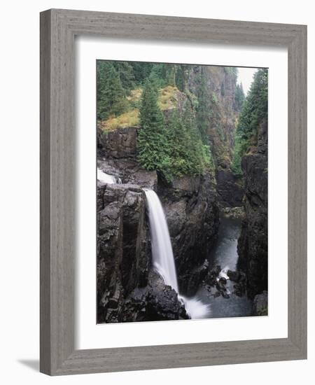 Elk Falls Park, Vancouver Island, Elk Falls Drops into a Deep Gorge-Christopher Talbot Frank-Framed Photographic Print