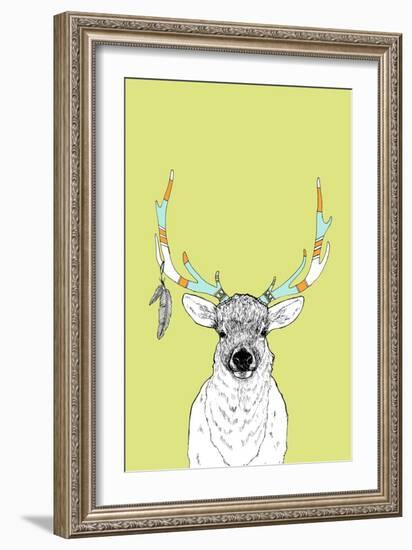 Elk & Feathers-Annie Bailey Art-Framed Art Print