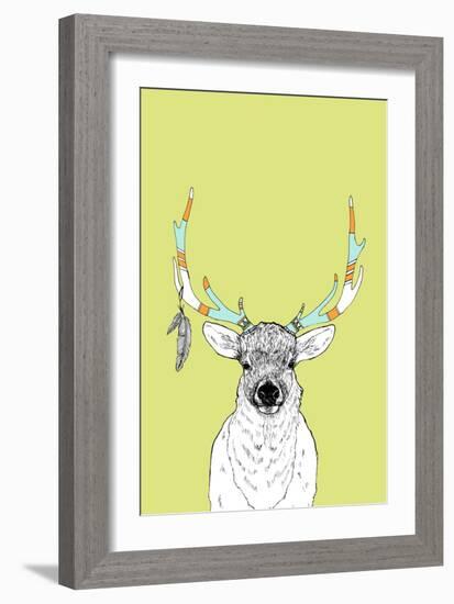 Elk & Feathers-Annie Bailey Art-Framed Art Print