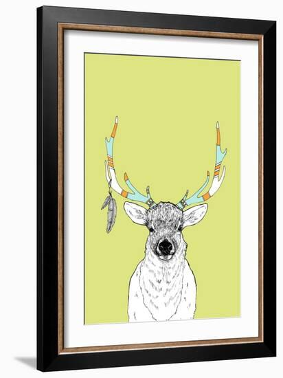 Elk & Feathers-Annie Bailey Art-Framed Art Print