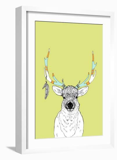 Elk & Feathers-Annie Bailey Art-Framed Art Print