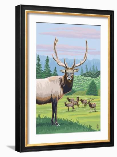 Elk Herd-Lantern Press-Framed Art Print