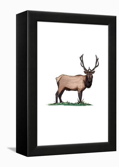 Elk - Icon-Lantern Press-Framed Stretched Canvas