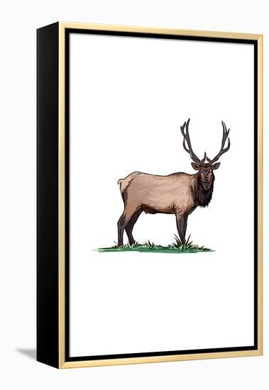 Elk - Icon-Lantern Press-Framed Stretched Canvas