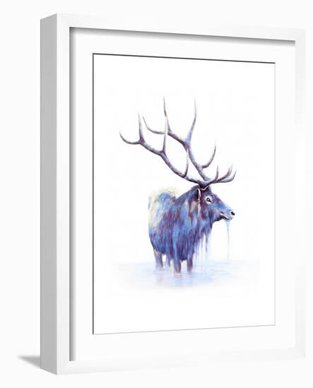 Elk in Water-Michelle Faber-Framed Giclee Print