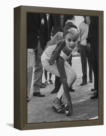 Elke Sommer Playing Petanque at the Cannes Film Festival-Paul Schutzer-Framed Premier Image Canvas