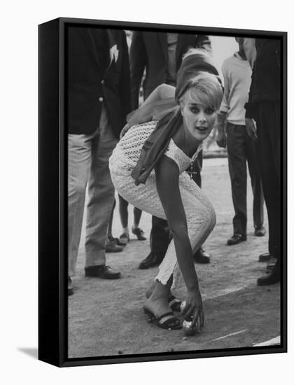 Elke Sommer Playing Petanque at the Cannes Film Festival-Paul Schutzer-Framed Premier Image Canvas