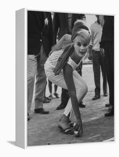 Elke Sommer Playing Petanque at the Cannes Film Festival-Paul Schutzer-Framed Premier Image Canvas