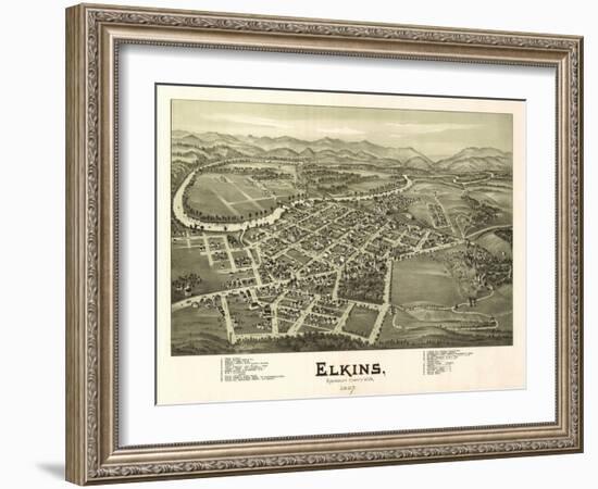 Elkins, West Virginia - Panoramic Map-Lantern Press-Framed Art Print