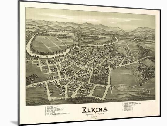 Elkins, West Virginia - Panoramic Map-Lantern Press-Mounted Art Print