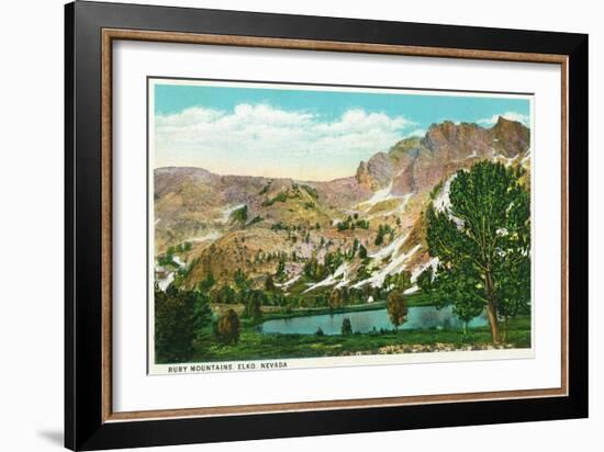 Elko, Nevada, Panoramic View of the Ruby Mountains-Lantern Press-Framed Art Print