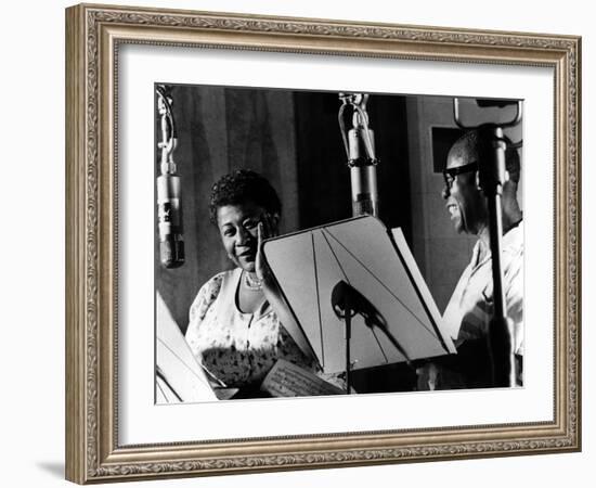 Ella Fitzgerald, American Jazz Singer with Louis Armstrong, Jazz Trumpet Player-null-Framed Photo