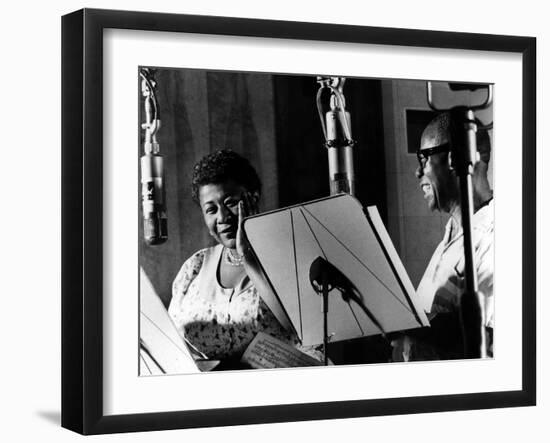 Ella Fitzgerald, American Jazz Singer with Louis Armstrong, Jazz Trumpet Player-null-Framed Photo