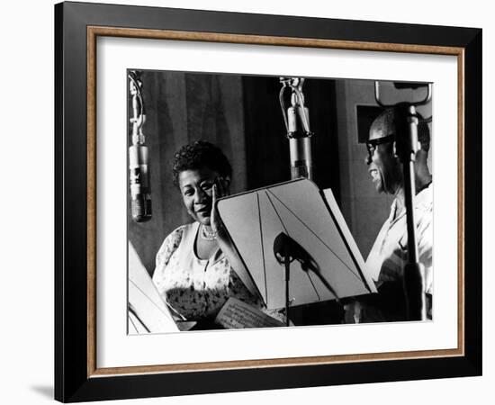 Ella Fitzgerald, American Jazz Singer with Louis Armstrong, Jazz Trumpet Player-null-Framed Photo