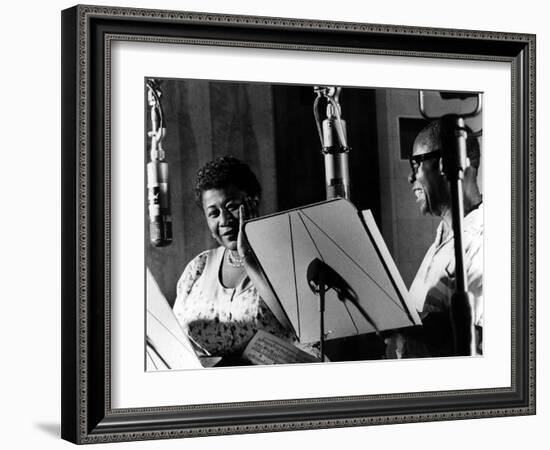 Ella Fitzgerald, American Jazz Singer with Louis Armstrong, Jazz Trumpet Player-null-Framed Photo