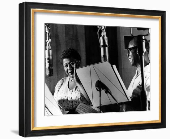 Ella Fitzgerald, American Jazz Singer with Louis Armstrong, Jazz Trumpet Player-null-Framed Photo