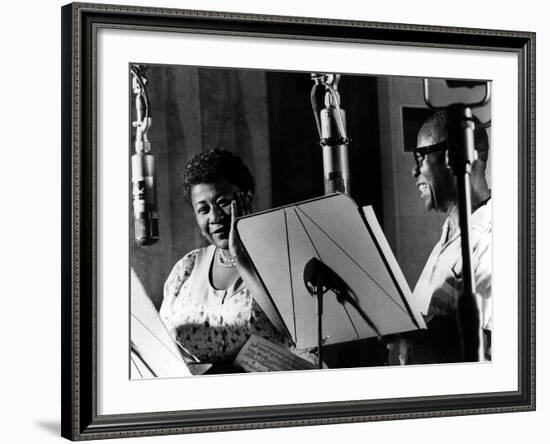 Ella Fitzgerald, American Jazz Singer with Louis Armstrong, Jazz Trumpet Player-null-Framed Photo