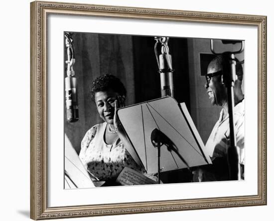 Ella Fitzgerald, American Jazz Singer with Louis Armstrong, Jazz Trumpet Player-null-Framed Photo