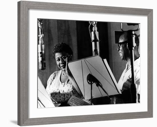 Ella Fitzgerald, American Jazz Singer with Louis Armstrong, Jazz Trumpet Player-null-Framed Photo