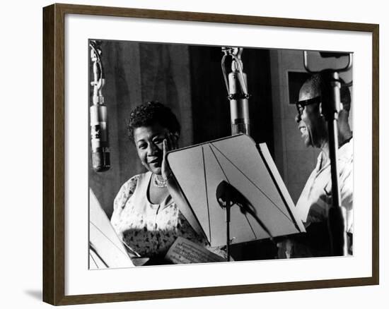 Ella Fitzgerald, American Jazz Singer with Louis Armstrong, Jazz Trumpet Player-null-Framed Photo