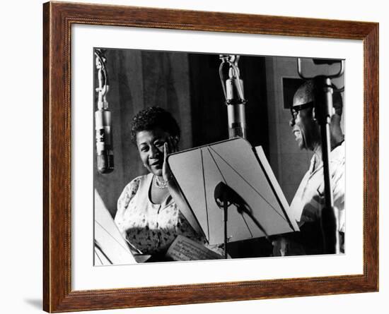 Ella Fitzgerald, American Jazz Singer with Louis Armstrong, Jazz Trumpet Player-null-Framed Photo