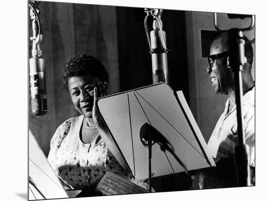 Ella Fitzgerald, American Jazz Singer with Louis Armstrong, Jazz Trumpet Player-null-Mounted Photo