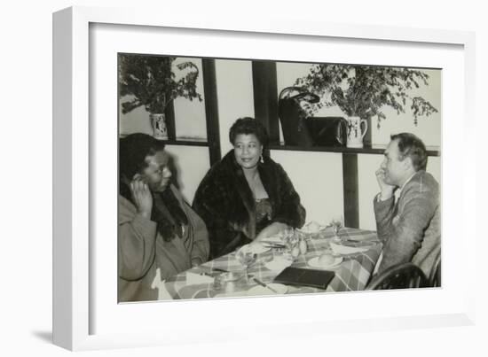 Ella Fitzgerald with Her Sister and Record Producer and Impresario Norman Granz, Bristol, 1955-Denis Williams-Framed Photographic Print