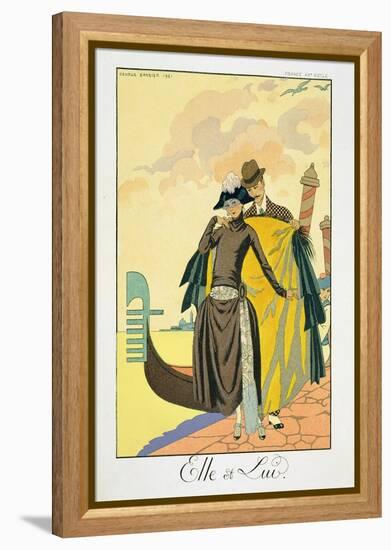 Elle Et Lui, 1921 (Pochoir Print)-Georges Barbier-Framed Premier Image Canvas