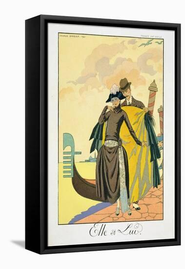 Elle Et Lui, 1921 (Pochoir Print)-Georges Barbier-Framed Premier Image Canvas