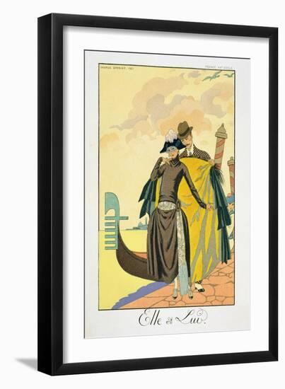 Elle Et Lui, 1921 (Pochoir Print)-Georges Barbier-Framed Giclee Print