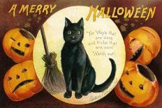 Halloween Greetings with Black Cat and Carved Pumpkins, 1909-Ellen Hattie Clapsaddle-Giclee Print