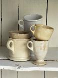 White Tableware and Table Cloths on a Kitchen Shelf-Ellen Silverman-Photographic Print