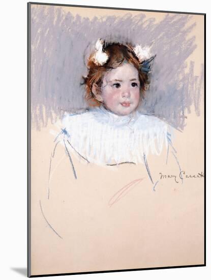 Ellen with Bows in Her Hair, Looking Right, 1899-Mary Cassatt-Mounted Giclee Print