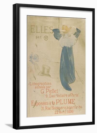 Elles (poster for 1896 exhibition at La Plume)-Henri de Toulouse-Lautrec-Framed Art Print