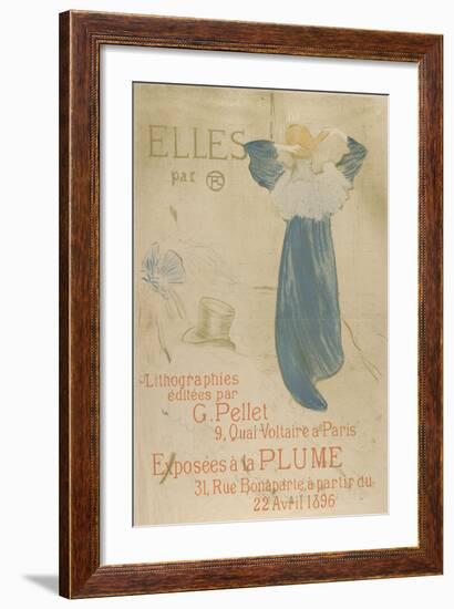 Elles (poster for 1896 exhibition at La Plume)-Henri de Toulouse-Lautrec-Framed Art Print