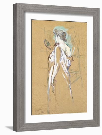 Elles - with Mirror in Hand, 1896-Henri de Toulouse-Lautrec-Framed Giclee Print