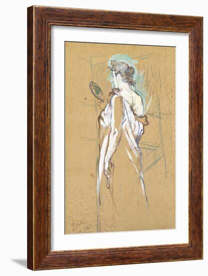 Elles - with Mirror in Hand, 1896-Henri de Toulouse-Lautrec-Framed Giclee Print