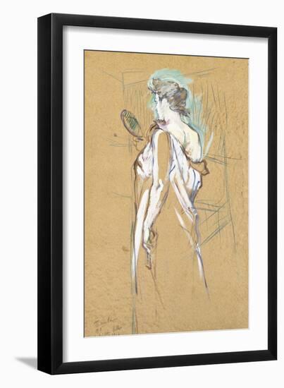 Elles - with Mirror in Hand, 1896-Henri de Toulouse-Lautrec-Framed Giclee Print