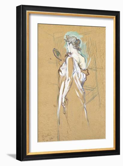 Elles - with Mirror in Hand, 1896-Henri de Toulouse-Lautrec-Framed Giclee Print