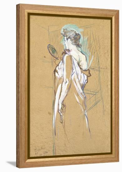 Elles - with Mirror in Hand, 1896-Henri de Toulouse-Lautrec-Framed Premier Image Canvas