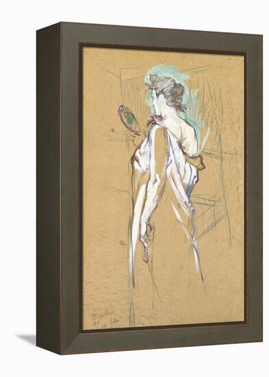 Elles - with Mirror in Hand, 1896-Henri de Toulouse-Lautrec-Framed Premier Image Canvas