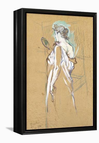 Elles - with Mirror in Hand, 1896-Henri de Toulouse-Lautrec-Framed Premier Image Canvas